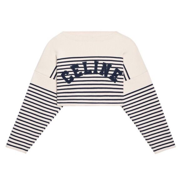 RARE! CELINE CROPPED SWEATER in Blue stripes - Picture 3 of 10